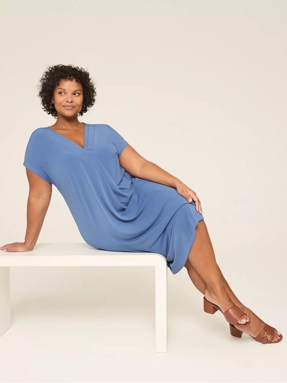 Lane Bryant Blue V‑Neck Midi Dress